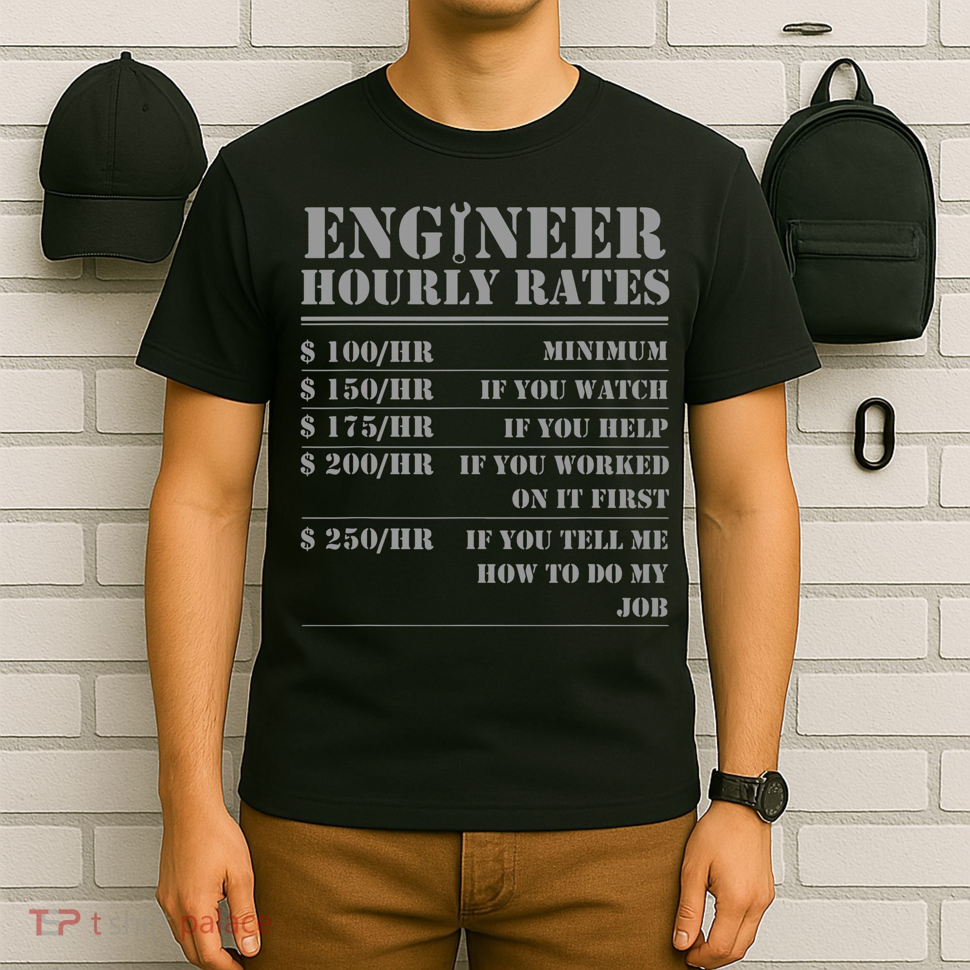 Engineer Hourly Rate Funny Engineering Mechanical Civil Gift T-Shirt