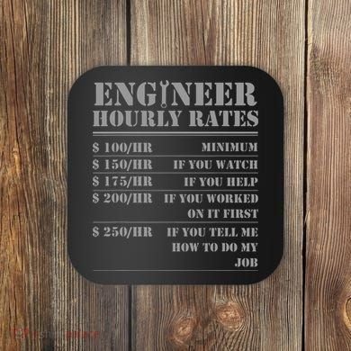 Engineer Hourly Rate Funny Engineering Mechanical Civil Gift Coaster