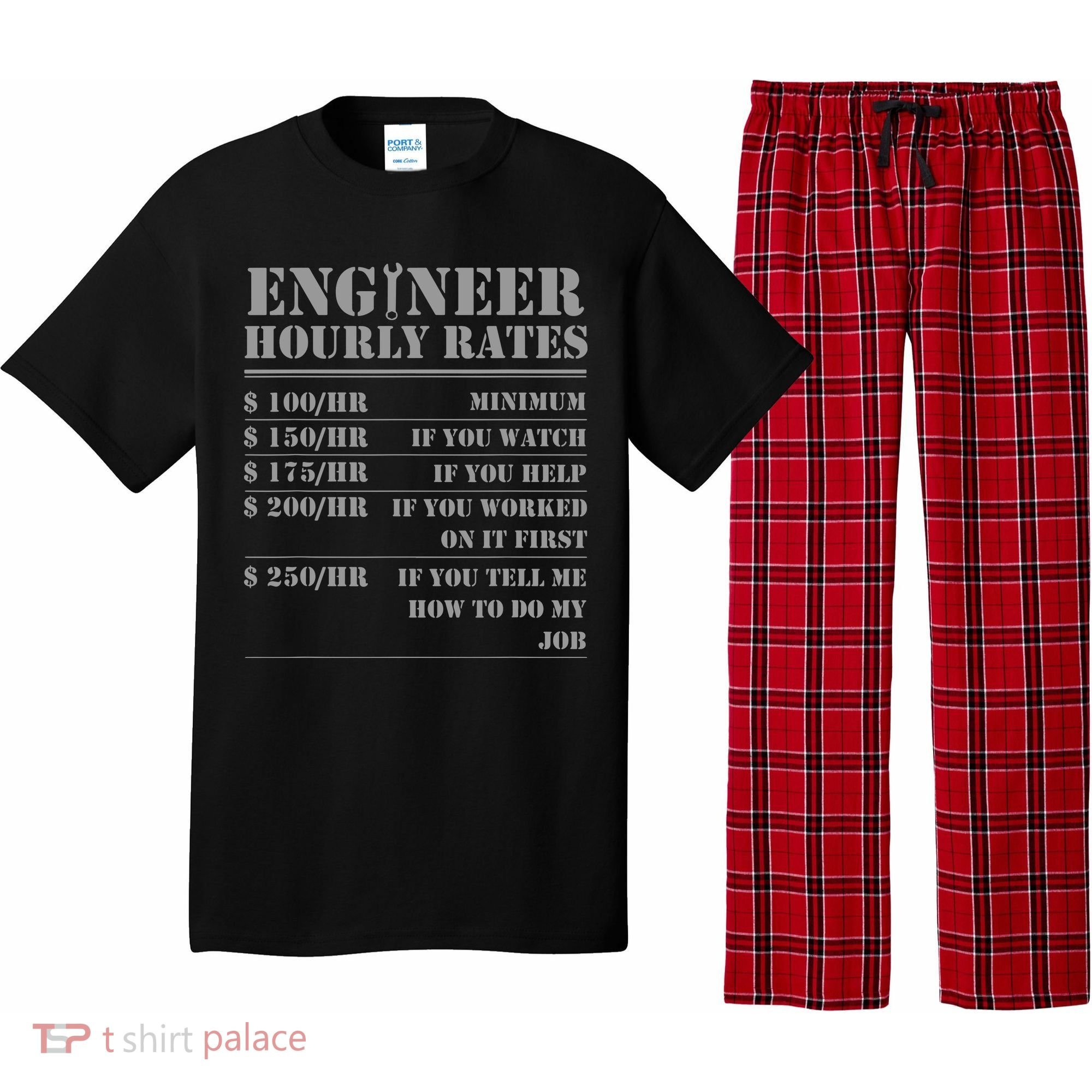 Engineer Hourly Rate Funny Engineering Mechanical Civil Gift Pajama Set