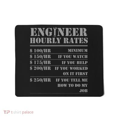 Engineer Hourly Rate Funny Engineering Mechanical Civil Gift Mousepad