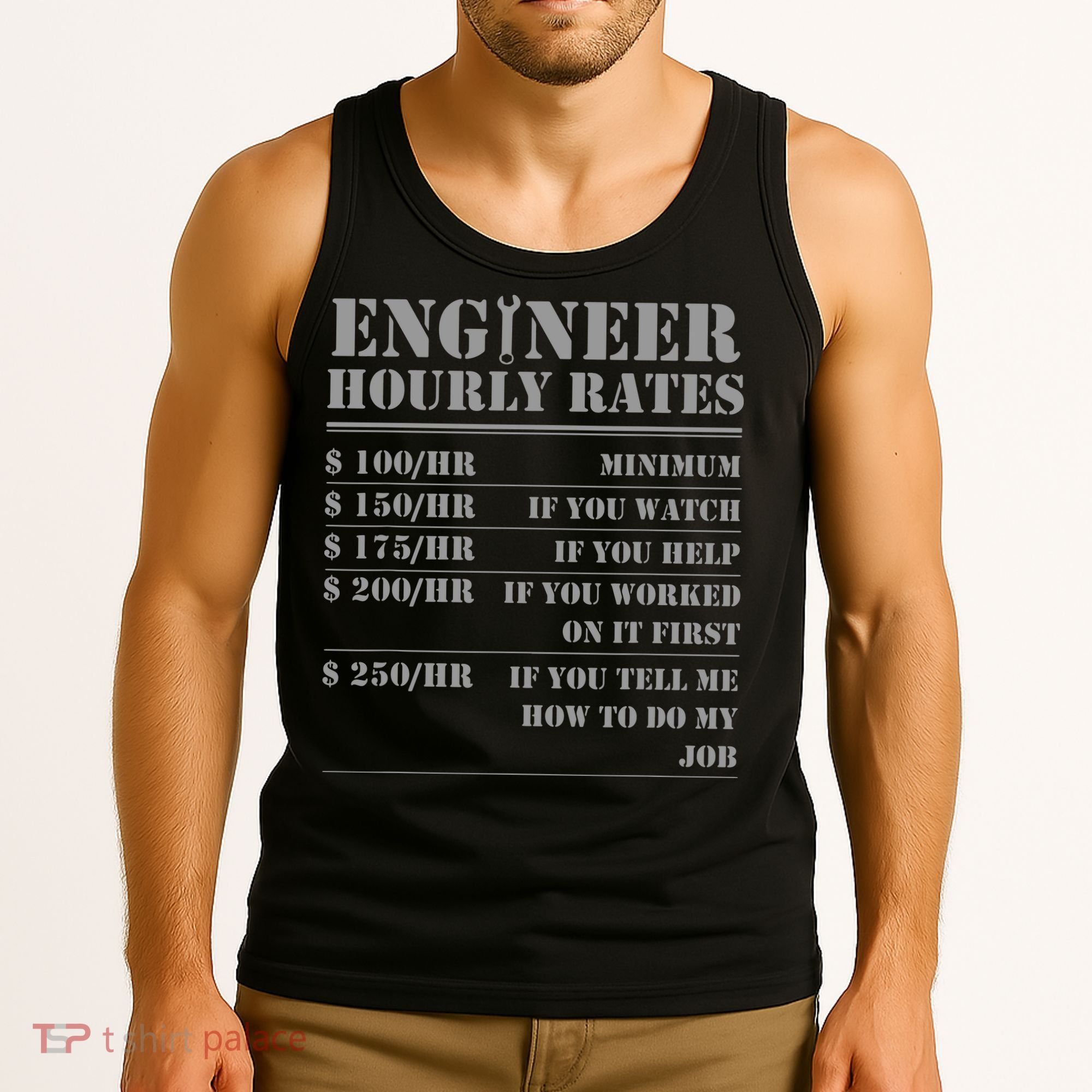 Engineer Hourly Rate Funny Engineering Mechanical Civil Gift Tank Top