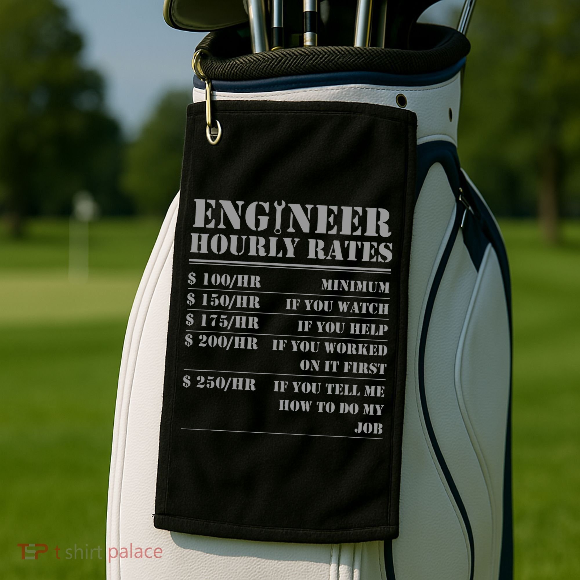 Engineer Hourly Rate Funny Engineering Mechanical Civil Gift Golf Towel