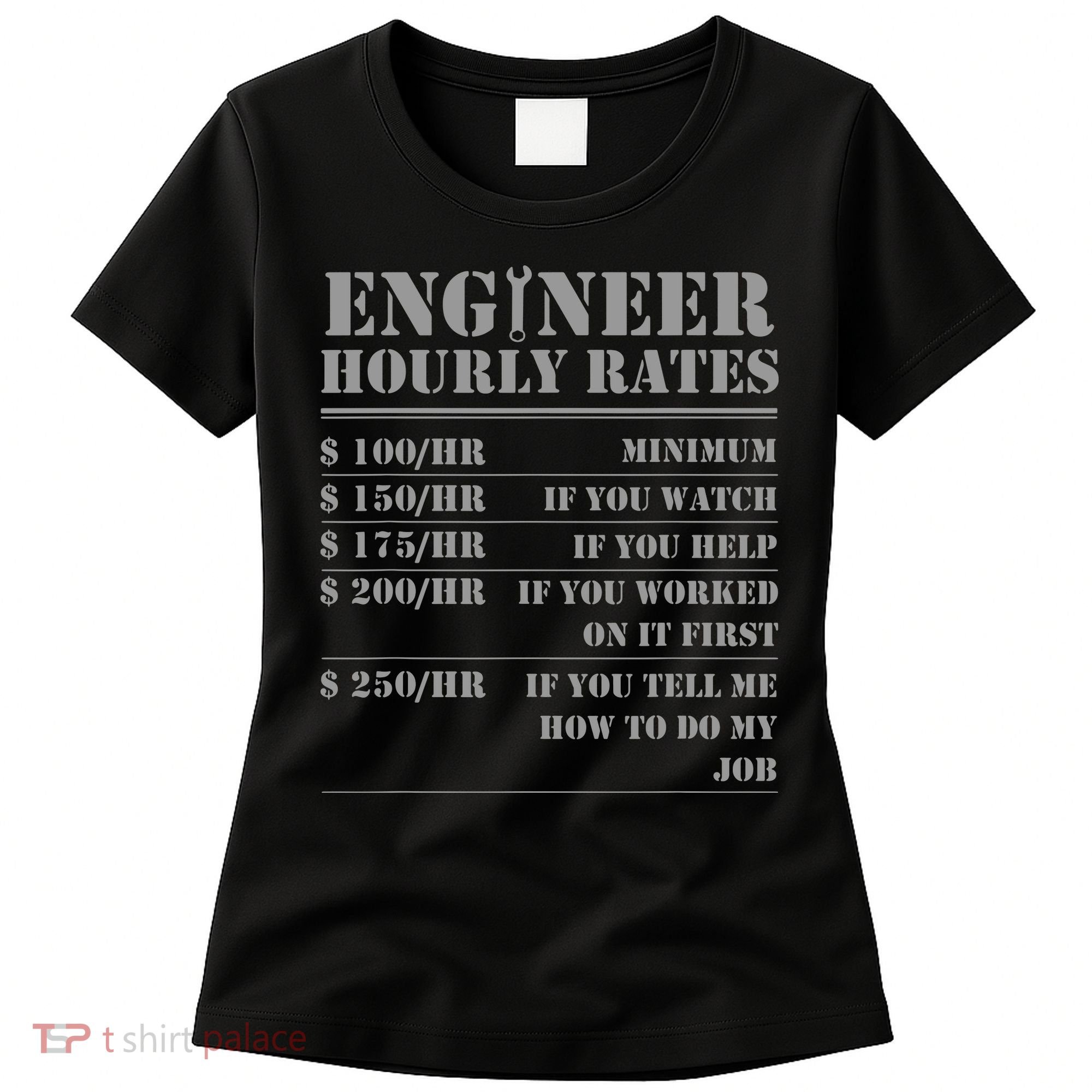 Engineer Hourly Rate Funny Engineering Mechanical Civil Gift Women's T-Shirt