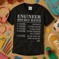 Engineer Hourly Rate Funny Engineering Mechanical Civil Gift Kids T-Shirt thumb 3