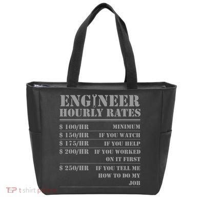 Engineer Hourly Rate Funny Engineering Mechanical Civil Gift Tote Bag