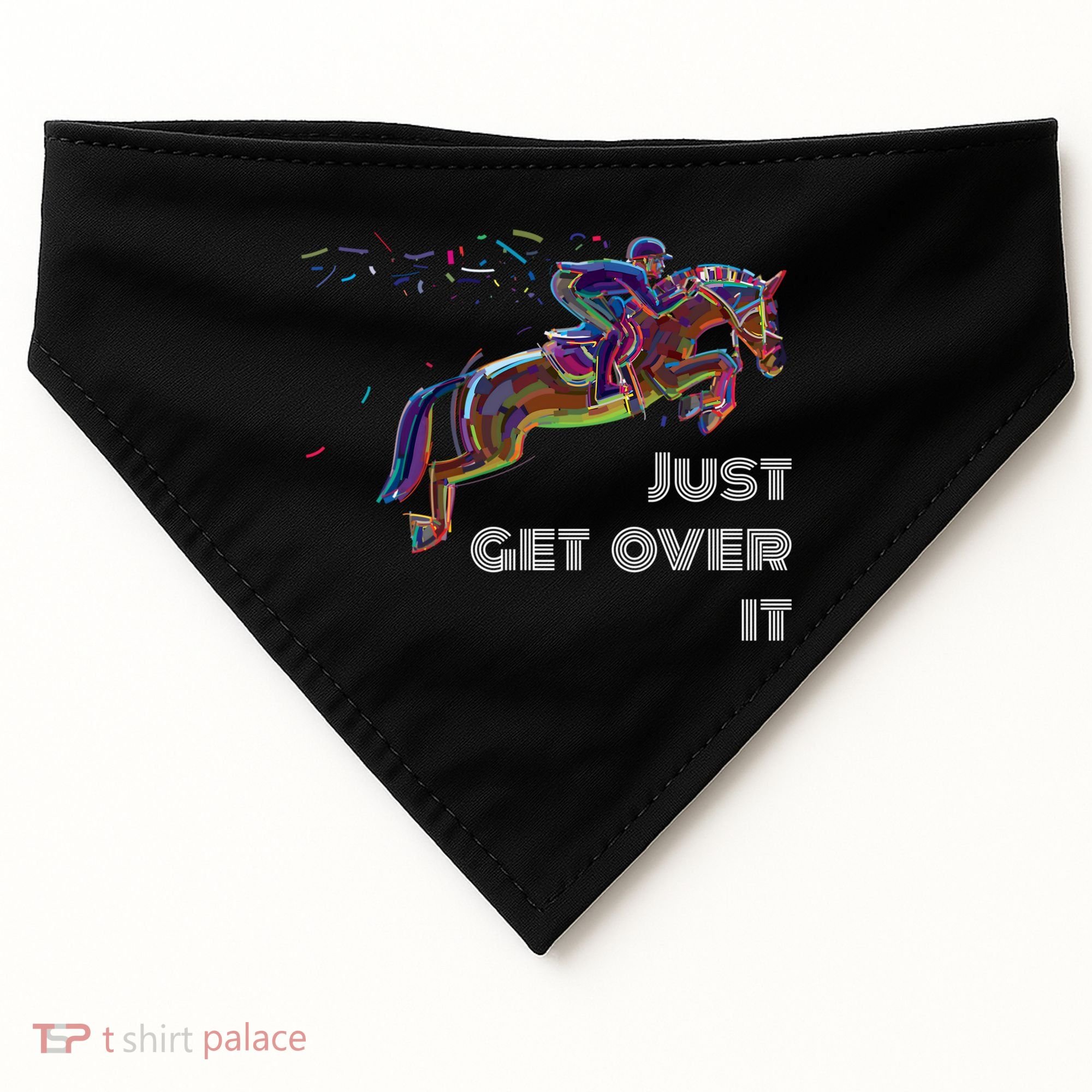 English Horse Show Jumping Just Get Over It Meaningful Gift USA-Made Doggie Bandana