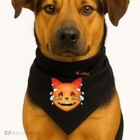 Emoji Heated Sweating Cat Face USA-Made Doggie Bandana thumb 1