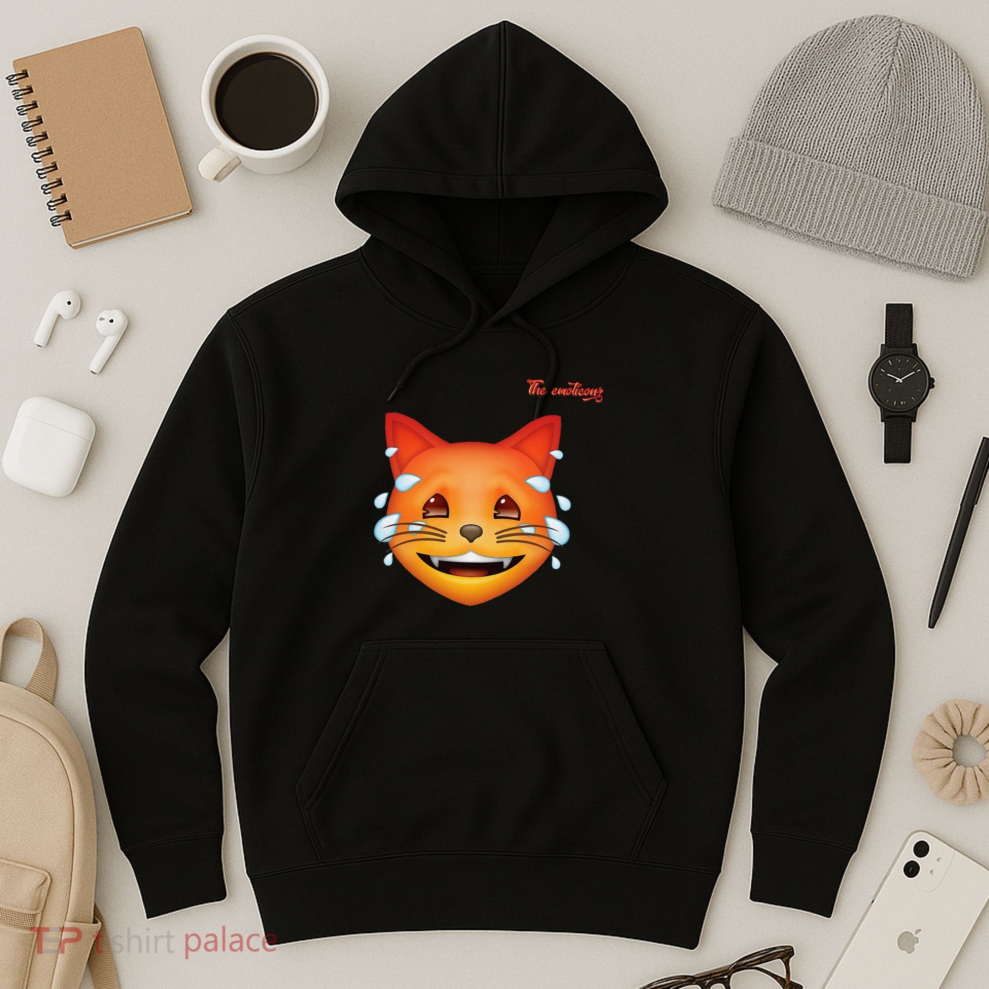 Emoji Heated Sweating Cat Face Hoodie