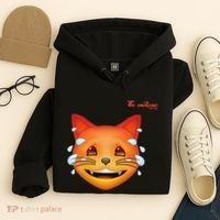 Emoji Heated Sweating Cat Face Hoodie thumb 4