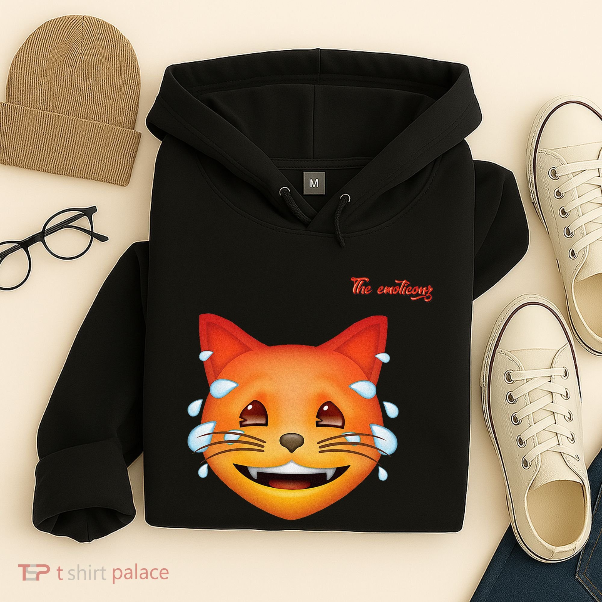 Emoji Heated Sweating Cat Face Hoodie