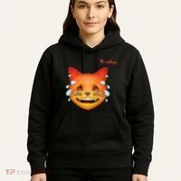 Emoji Heated Sweating Cat Face Hoodie thumb 5