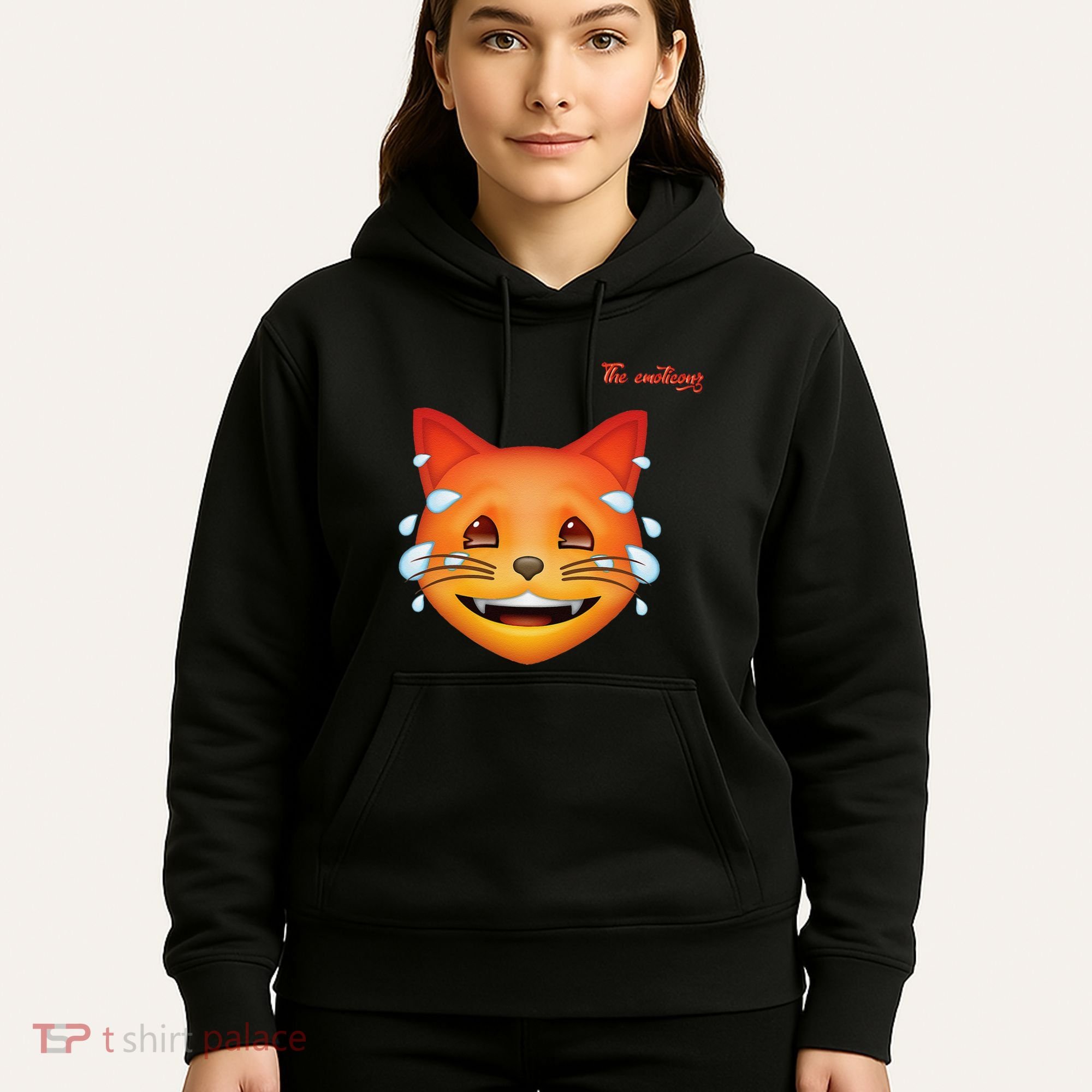 Emoji Heated Sweating Cat Face Hoodie