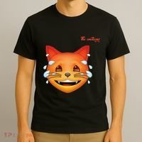 Emoji Heated Sweating Cat Face T-Shirt thumb 3