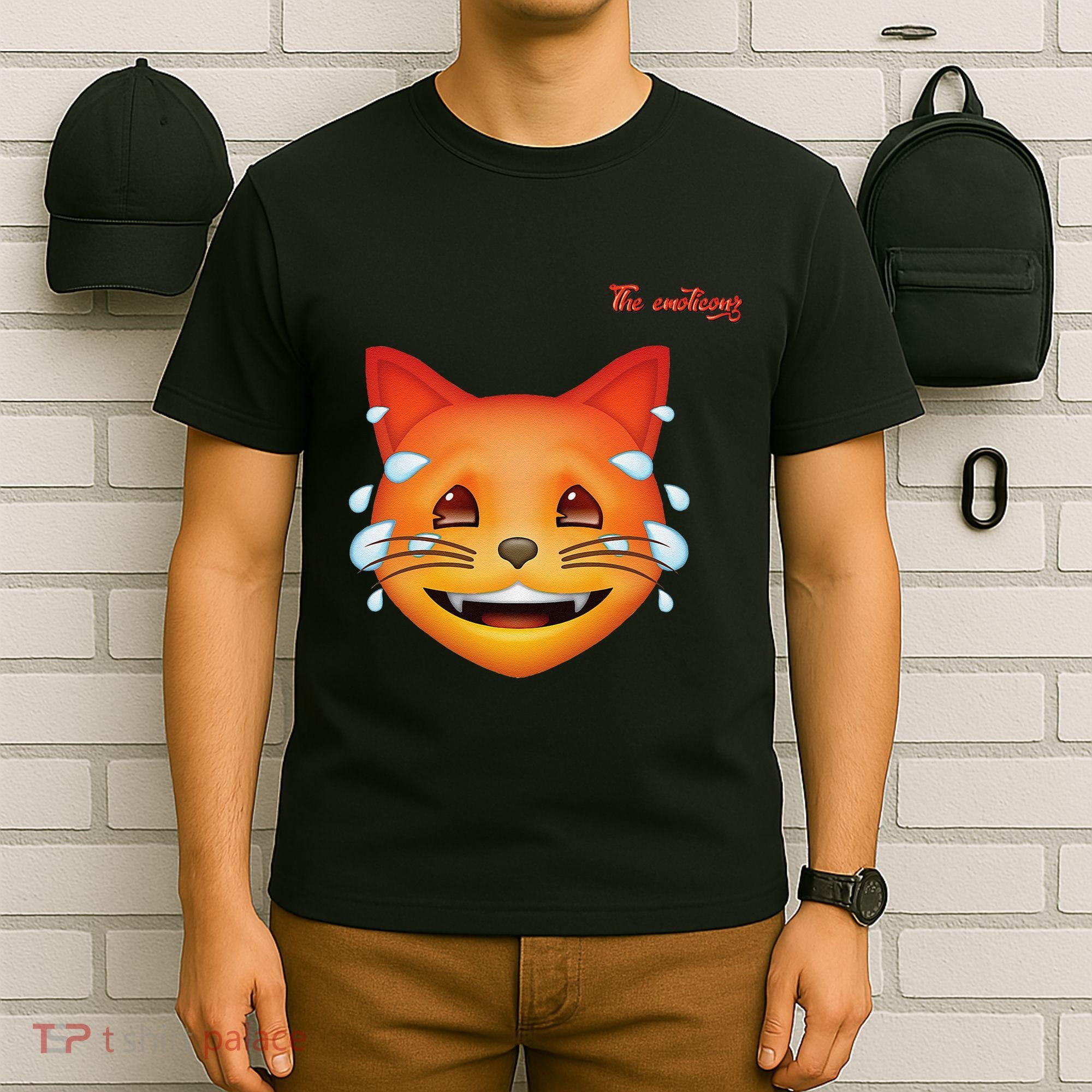 Emoji Heated Sweating Cat Face T-Shirt