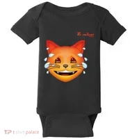 Emoji Heated Sweating Cat Face Baby Bodysuit thumb 0