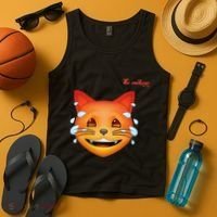Emoji Heated Sweating Cat Face Tank Top thumb 4