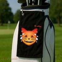 Emoji Heated Sweating Cat Face Golf Towel thumb 2