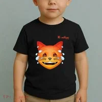 Emoji Heated Sweating Cat Face Toddler T-Shirt thumb 2