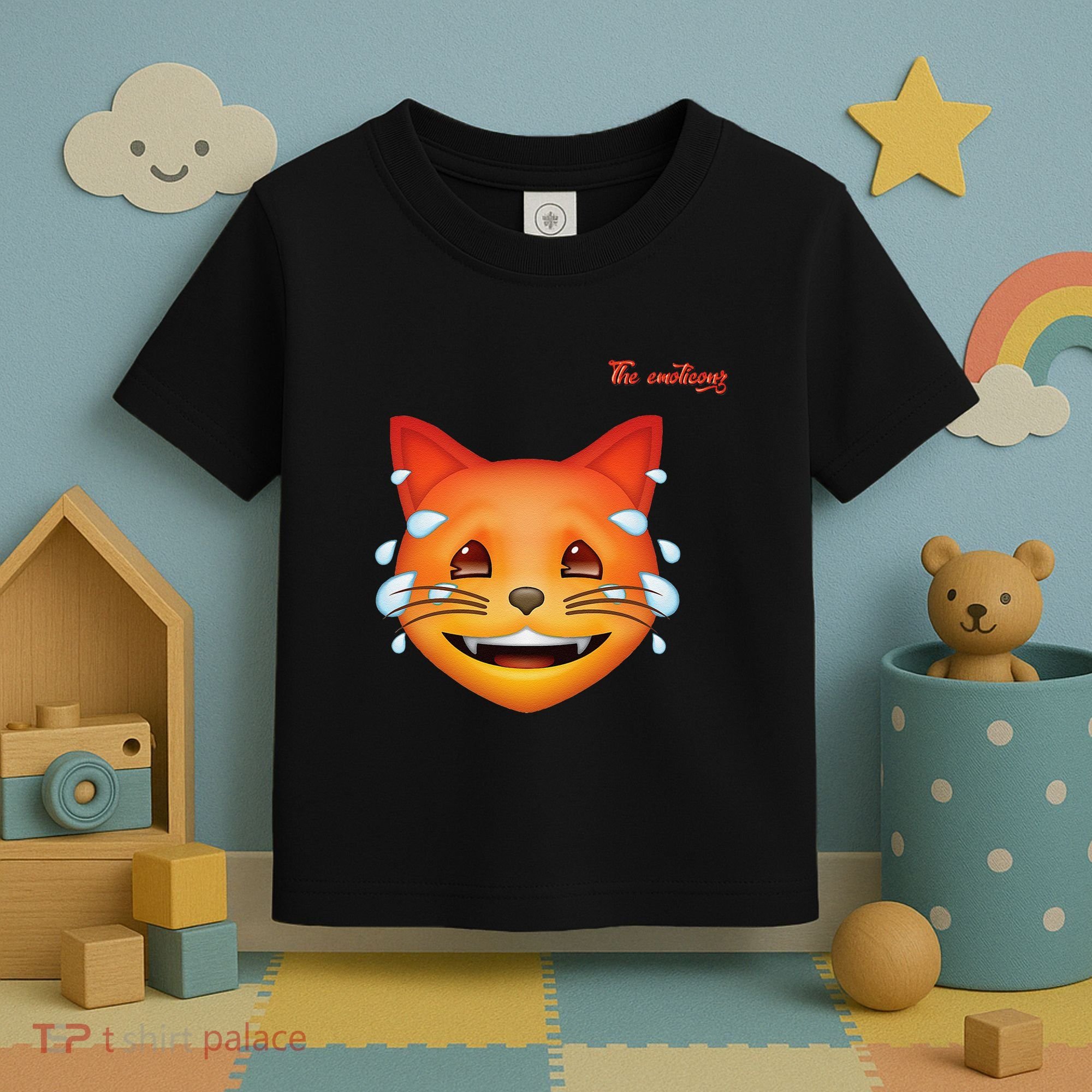 Emoji Heated Sweating Cat Face Toddler T-Shirt