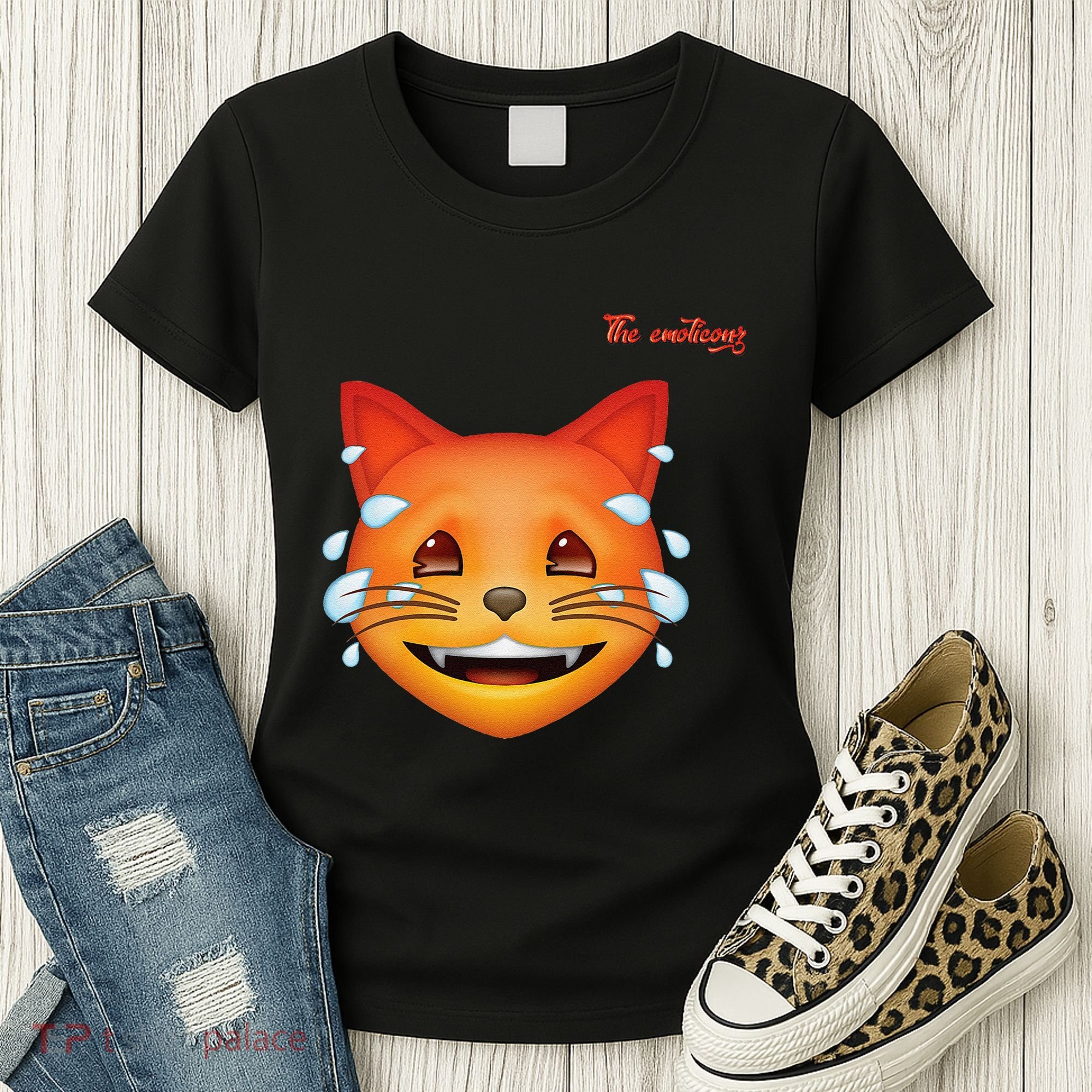 Emoji Heated Sweating Cat Face Women's T-Shirt