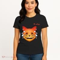 Emoji Heated Sweating Cat Face Women's T-Shirt thumb 4