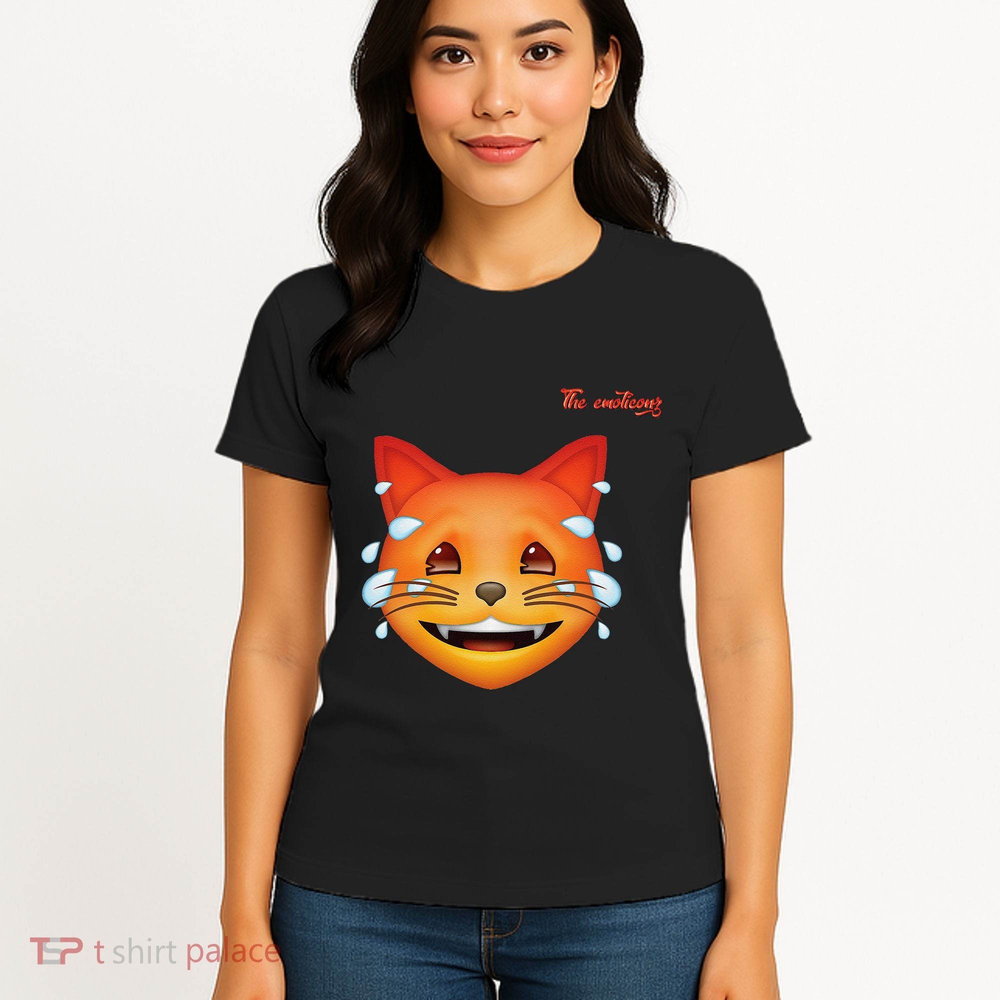 Emoji Heated Sweating Cat Face Women's T-Shirt