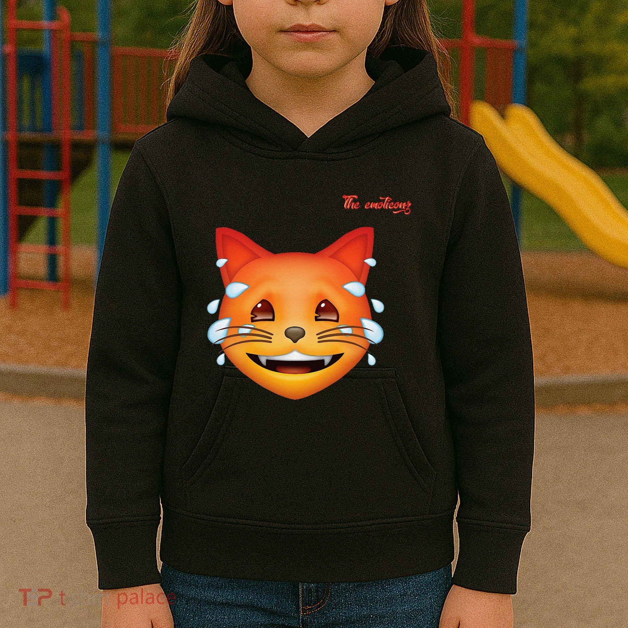 Emoji Heated Sweating Cat Face Kids Hoodie
