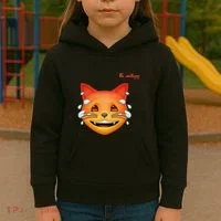 Emoji Heated Sweating Cat Face Kids Hoodie thumb 3