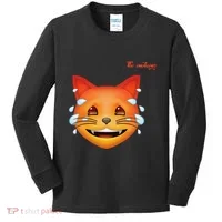 Emoji Heated Sweating Cat Face Kids Long Sleeve Shirt thumb 0