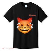 Emoji Heated Sweating Cat Face Kids T-Shirt thumb 0