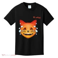 Emoji Heated Sweating Cat Face Kids T-Shirt thumb 0