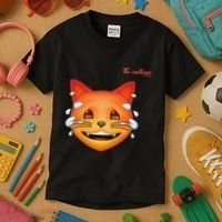 Emoji Heated Sweating Cat Face Kids T-Shirt thumb 3
