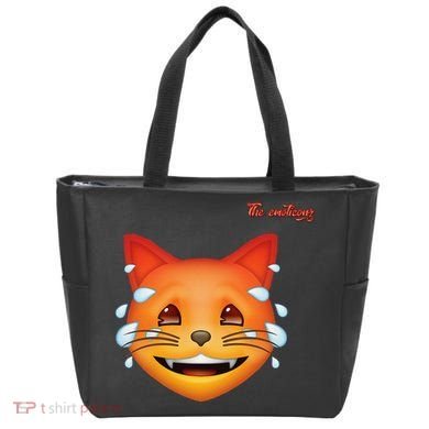 Emoji Heated Sweating Cat Face Tote Bag