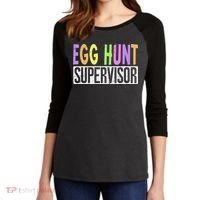 Egg Hunt Supervisor Egg Hunting Squad Moms Adult Easter Women's Tri-Blend 3/4-Sleeve Raglan Shirt thumb 2