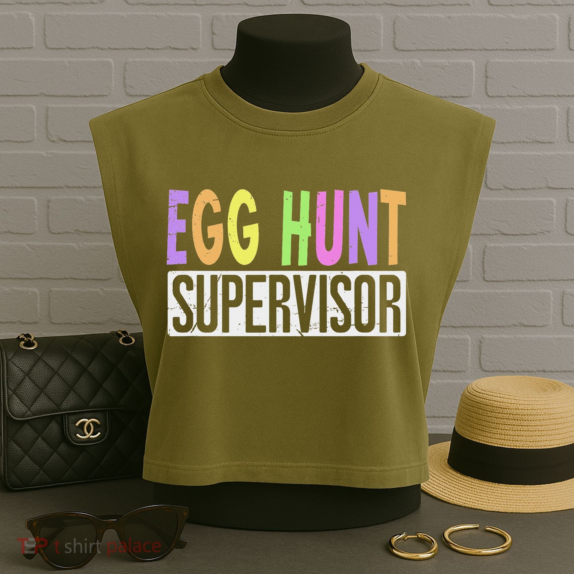 Egg Hunt Supervisor Egg Hunting Squad Moms Adult Easter Garment-Dyed Women's Muscle Tee