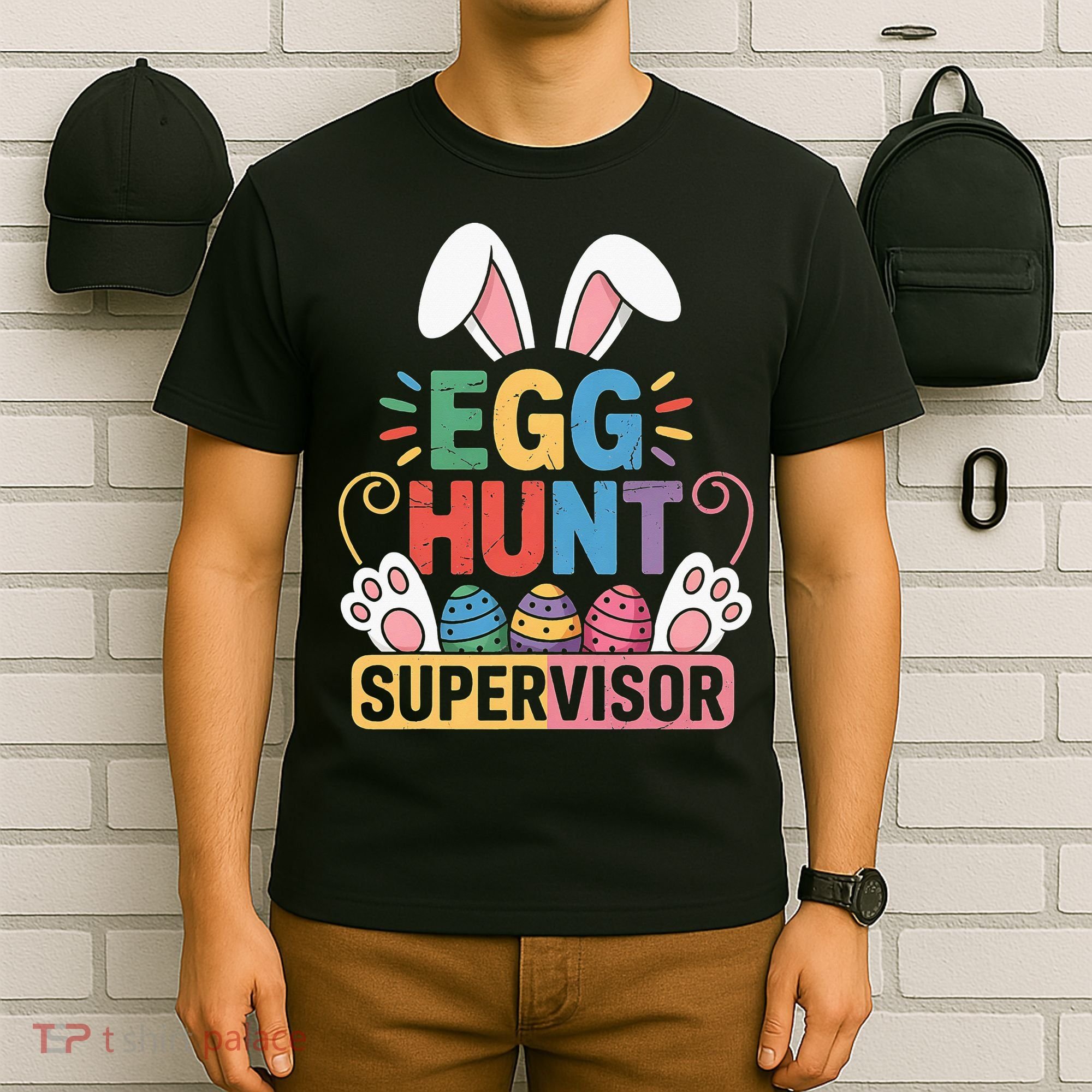 Egg Hunt Supervisor Bunny Paws Easter Party Matching Family T-Shirt