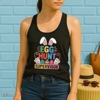 Egg Hunt Supervisor Bunny Paws Easter Party Matching Family Women's Tank Top thumb 2