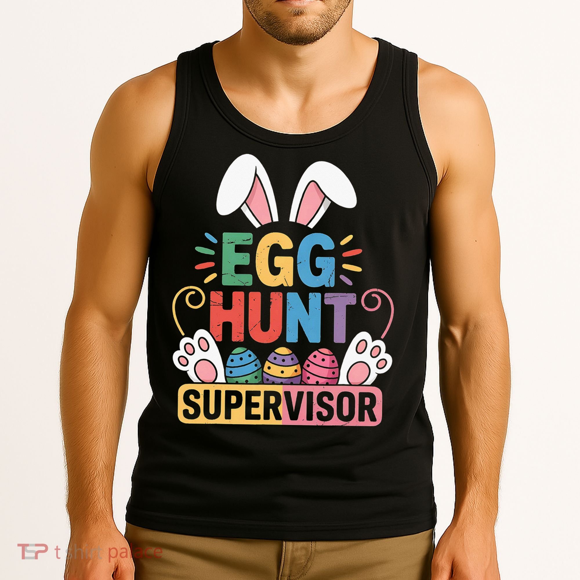 Egg Hunt Supervisor Bunny Paws Easter Party Matching Family Tank Top