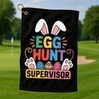 Egg Hunt Supervisor Bunny Paws Easter Party Matching Family Golf Towel thumb 1