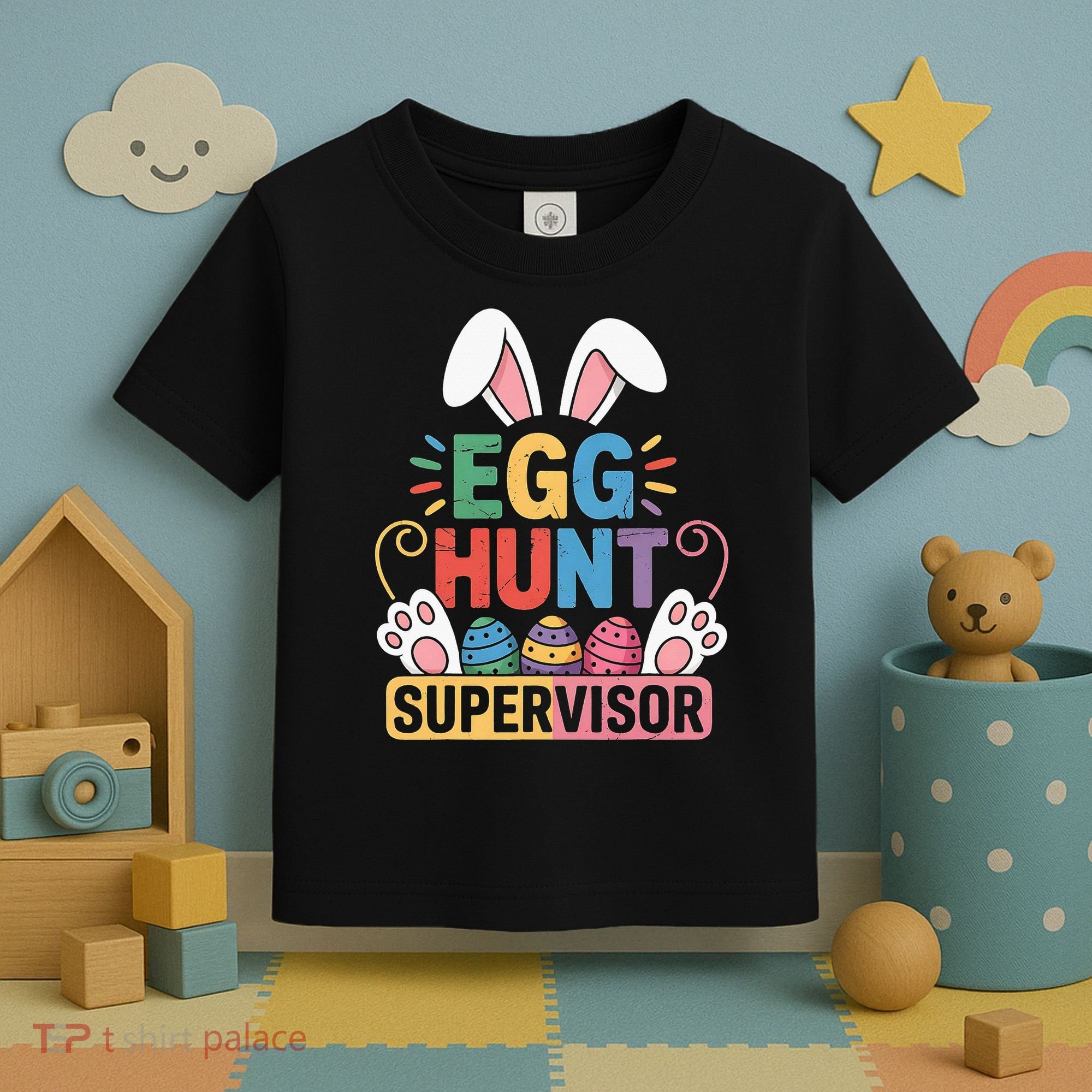 Egg Hunt Supervisor Bunny Paws Easter Party Matching Family Toddler T-Shirt