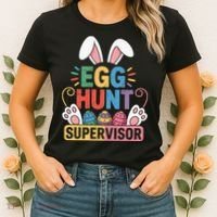 Egg Hunt Supervisor Bunny Paws Easter Party Matching Family Women's T-Shirt thumb 2
