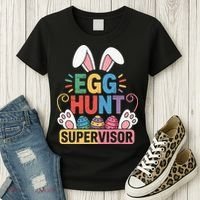 Egg Hunt Supervisor Bunny Paws Easter Party Matching Family Women's T-Shirt thumb 3