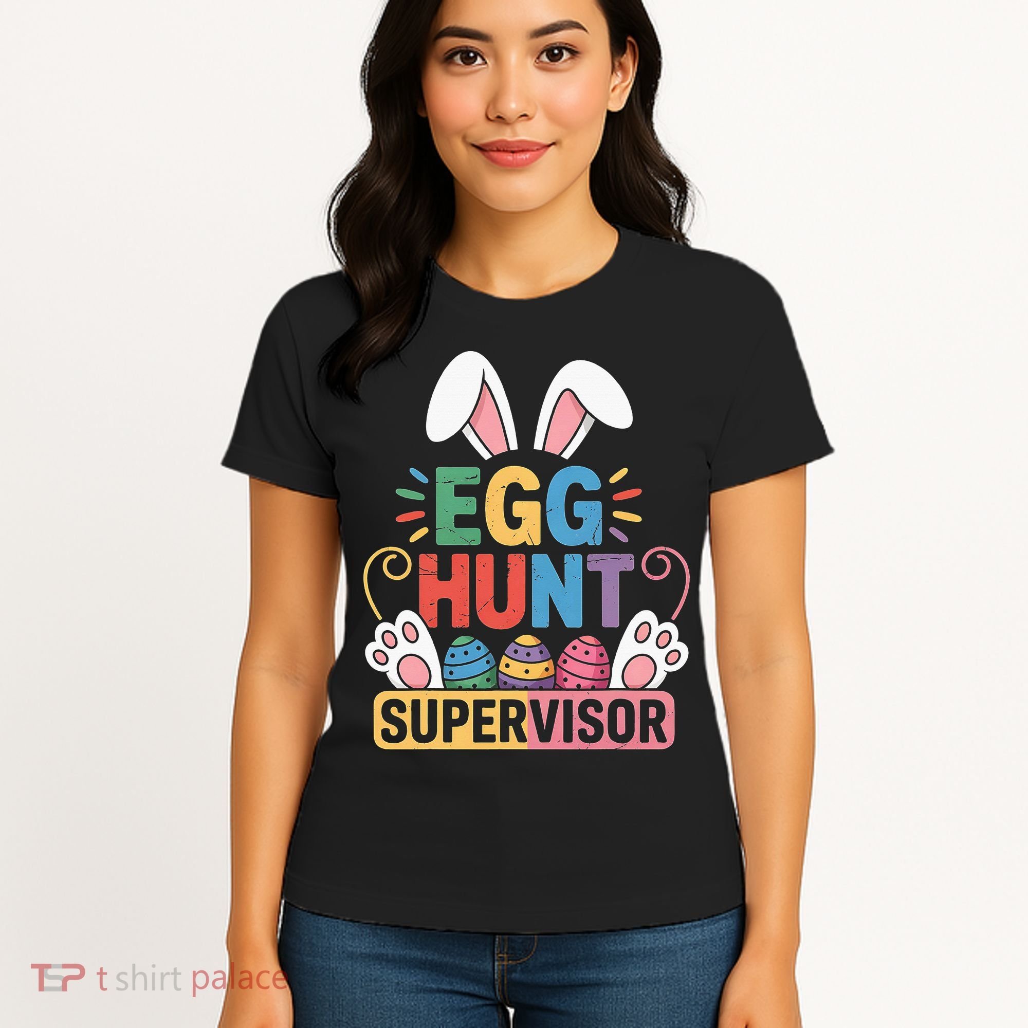Egg Hunt Supervisor Bunny Paws Easter Party Matching Family Women's T-Shirt