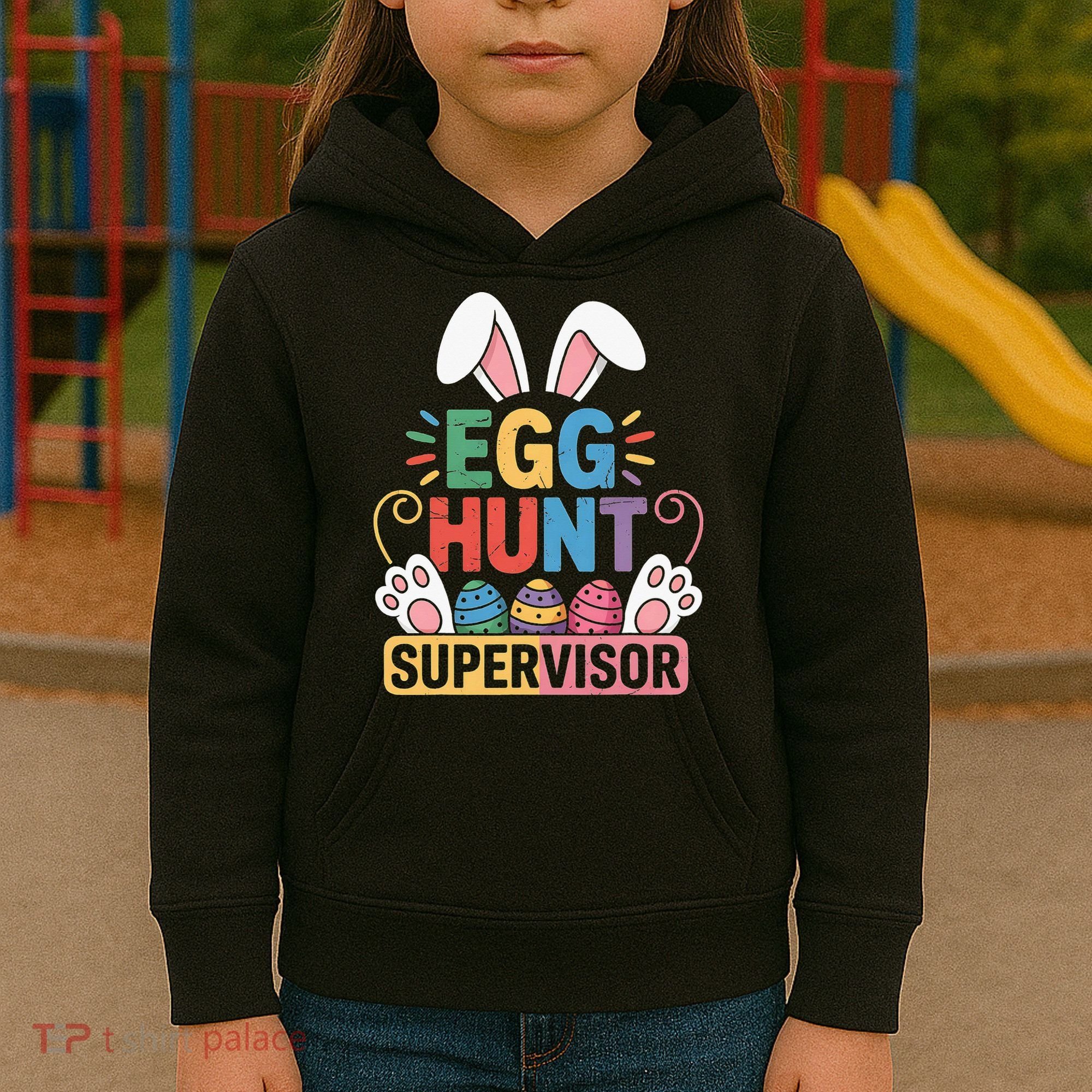 Egg Hunt Supervisor Bunny Paws Easter Party Matching Family Kids Hoodie