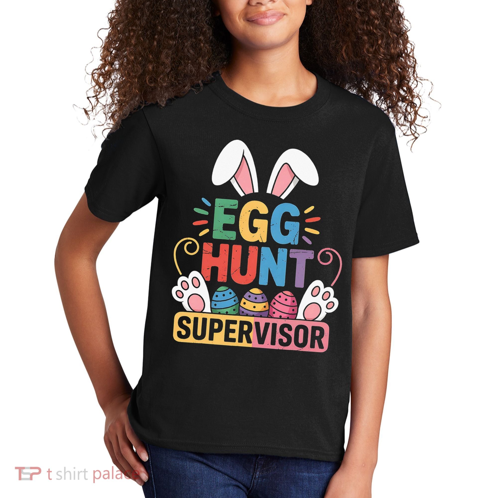 Egg Hunt Supervisor Bunny Paws Easter Party Matching Family Kids T-Shirt