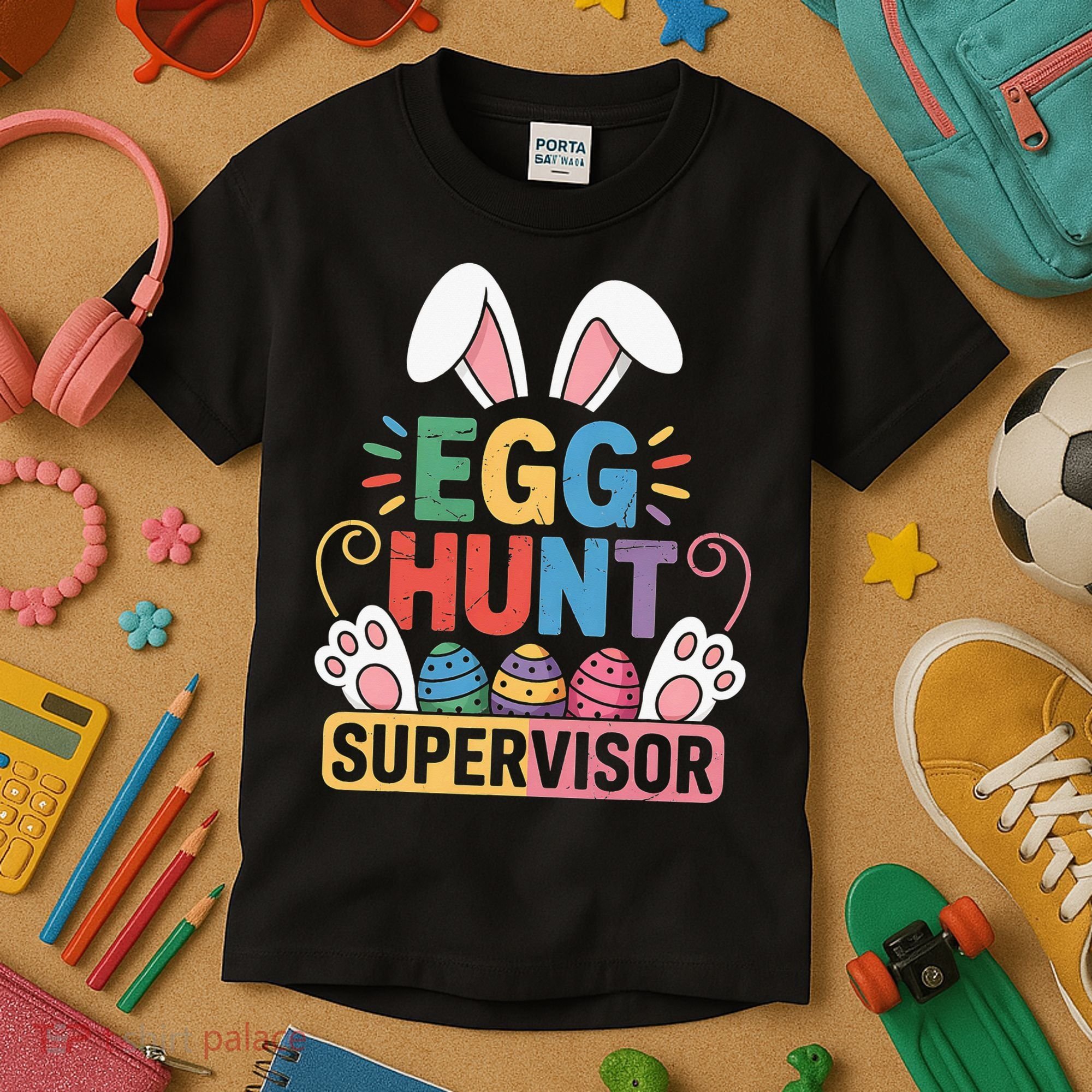 Egg Hunt Supervisor Bunny Paws Easter Party Matching Family Kids T-Shirt