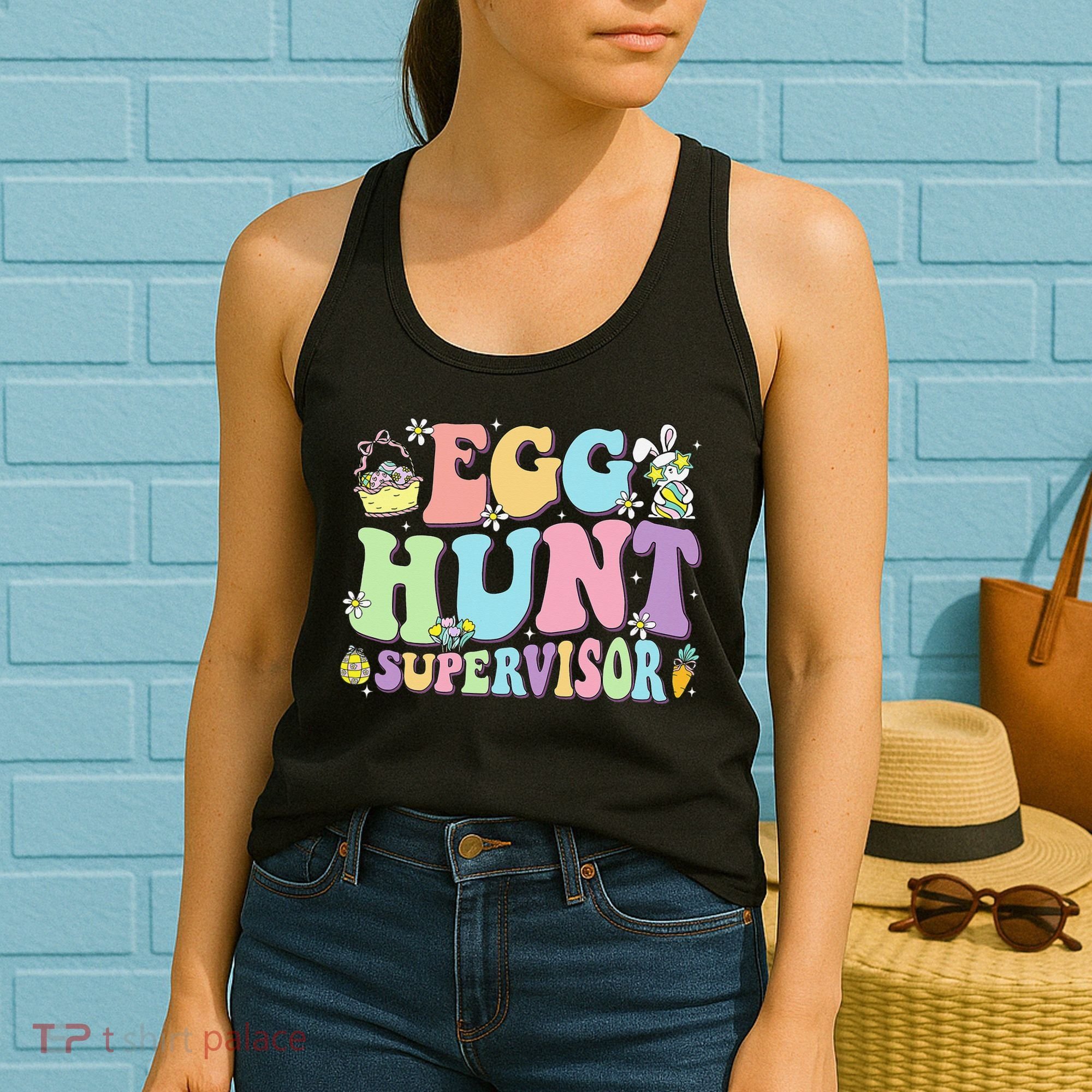 Egg Hunt Supervisor Eggs Hunting Easter Day Parents Mom Dad Women's Tank Top