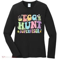 Egg Hunt Supervisor Eggs Hunting Easter Day Parents Mom Dad Women's Long Sleeve Shirt thumb 0