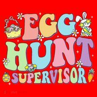 Egg Hunt Supervisor Eggs Hunting Easter Day Parents Mom Dad Santa Hat thumb 1