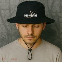 Elk Hunter Shed Happens Funny Deer Hunting Bucket Hat thumb 2